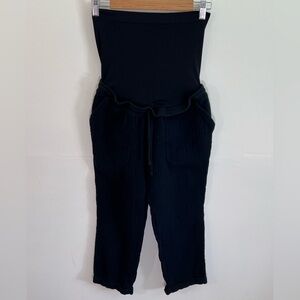 a-glow Maternity Black Comfortable Crop/Pants with Elastic Waistband